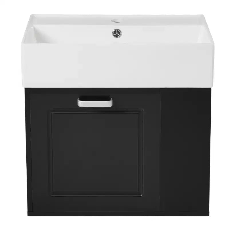 Meuble sous-vasque de salle de bain mural de 21,8 po avec lavabo, meuble de rangement de salle de bain avec tiroirs, meuble-lavabo simple avec étagère réglable