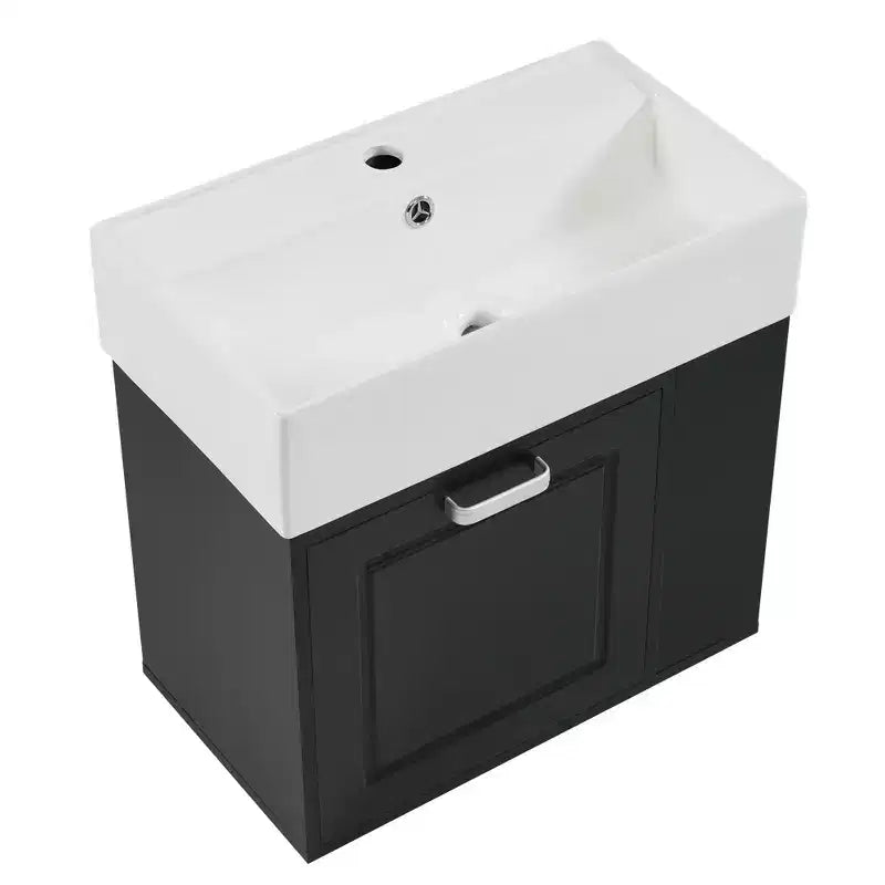 Meuble sous-vasque de salle de bain mural de 21,8 po avec lavabo, meuble de rangement de salle de bain avec tiroirs, meuble-lavabo simple avec étagère réglable