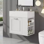 Meuble sous-vasque de salle de bain mural de 21,8 po avec lavabo, meuble de rangement de salle de bain avec tiroirs, meuble-lavabo simple avec étagère réglable