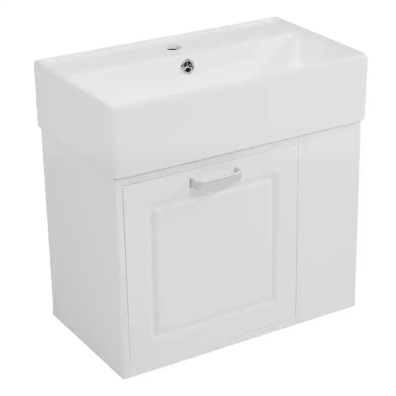 Meuble sous-vasque de salle de bain mural de 21,8 po avec lavabo, meuble de rangement de salle de bain avec tiroirs, meuble-lavabo simple avec étagère réglable