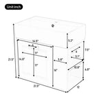 Meuble sous-vasque de salle de bain mural de 21,8 po avec lavabo, meuble de rangement de salle de bain avec tiroirs, meuble-lavabo simple avec étagère réglable