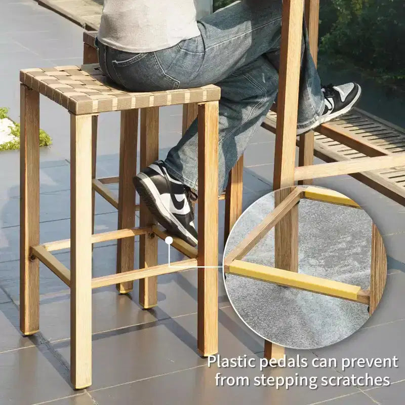 2-Pack 27.6 Metal Bar Stools  counter height, footrest, hand-made drawstring, kitchen/island/dining ready.