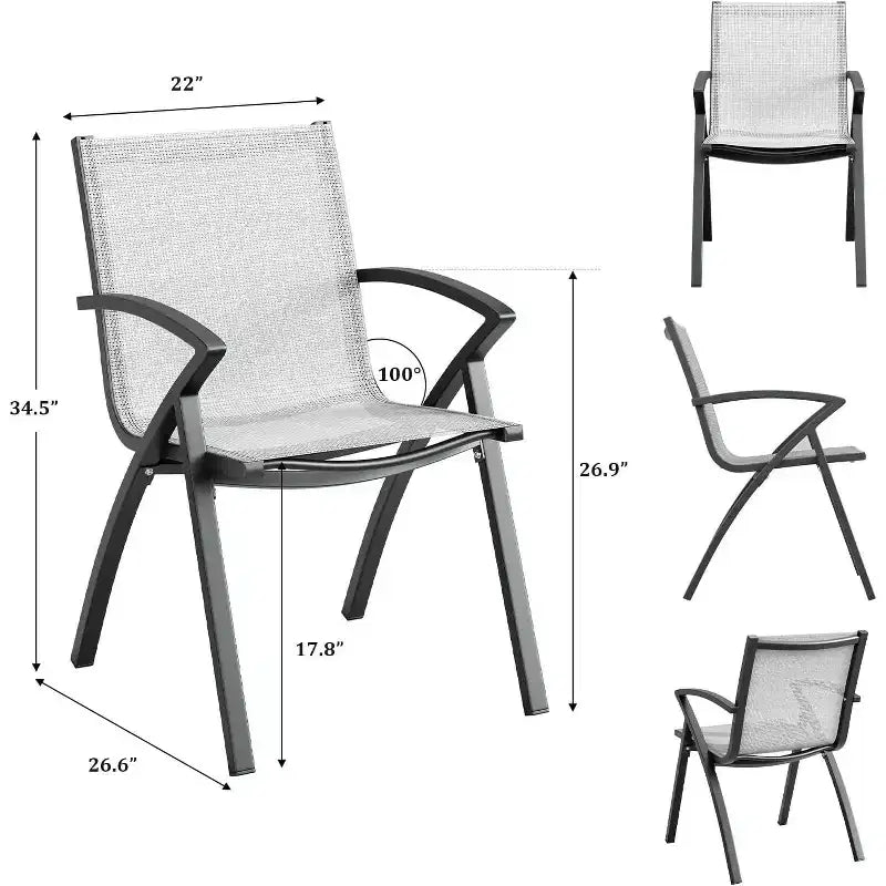 COZONY Aluminum Patio Chairs, Lightweight Frame 100 Adjustable Back Wide Seat Armrest for Garden Camping Poolside Beach Deck
