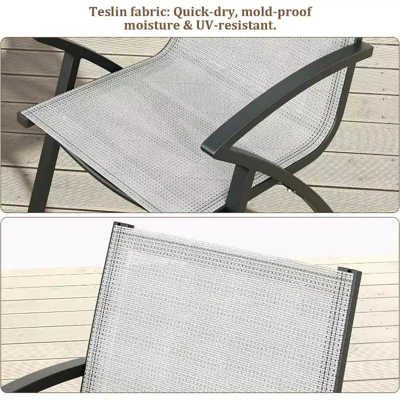 COZONY Aluminum Patio Chairs, Lightweight Frame 100 Adjustable Back Wide Seat Armrest for Garden Camping Poolside Beach Deck