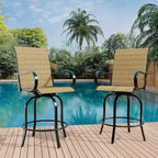 COZONY Outdoor Swivel Bar Stool Set of 2, All Weather High Back Armrest Patio Chairs for Deck Lawn Garden Backyard