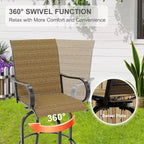 COZONY Outdoor Swivel Bar Stool Set of 2, All Weather High Back Armrest Patio Chairs for Deck Lawn Garden Backyard