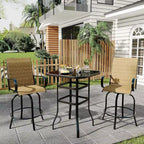 COZONY Outdoor Swivel Bar Stool Set of 2, All Weather High Back Armrest Patio Chairs for Deck Lawn Garden Backyard