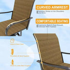 COZONY Outdoor Swivel Bar Stool Set of 2, All Weather High Back Armrest Patio Chairs for Deck Lawn Garden Backyard