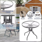 COZONY Salon de jardin 4 personnes, 6 pièces de mobilier d'extérieur 4 chaises pliantes Table plateau en verre trempé pour jardin, terrasse, piscine