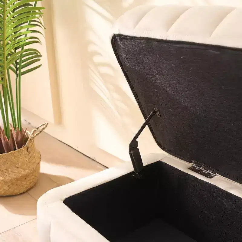 TUYOHW 49.2 Banquette de bout de lit de luxe en velours, banc de rangement ottoman d'appoint, pouf chic pour salon et chambre, capacité 125 kg