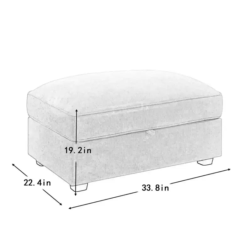 TUYOHW Pouf modulaire rectangulaire 33,8W avec rangement, Pouf repose-pieds avec rangement à couvercle relevable, Rembourrage en mousse haute densité, Décoration d'intérieur