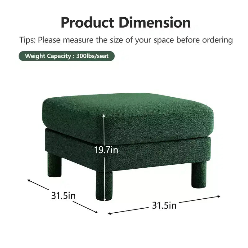 TUYOHW 19.7 Plush Footrest Ottoman,Soft Fabric Ottoman Module for Sectional Sofa,Wooden Frame Square Footstool for Living Room