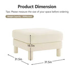 TUYOHW 19.7 Plush Footrest Ottoman,Soft Fabric Ottoman Module for Sectional Sofa,Wooden Frame Square Footstool for Living Room