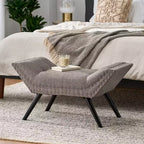 TUYOHW 35.5 Vintage Ottoman Bench Button-Tufted Design,Accent End of Bed Ottoman for Bedroom & Living Room,Birchwood Legs & Nailhead Trim,Gray