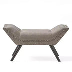 TUYOHW 35.5 Banc Ottoman Vintage Capitonnage à Boutons,Banc de Bout de Lit d'Appoint pour Chambre et Salon,Pieds en Bois de Bouleau et Clous Décoratifs,Gris