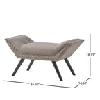 TUYOHW 35.5 Banc Ottoman Vintage Capitonnage à Boutons,Banc de Bout de Lit d'Appoint pour Chambre et Salon,Pieds en Bois de Bouleau et Clous Décoratifs,Gris