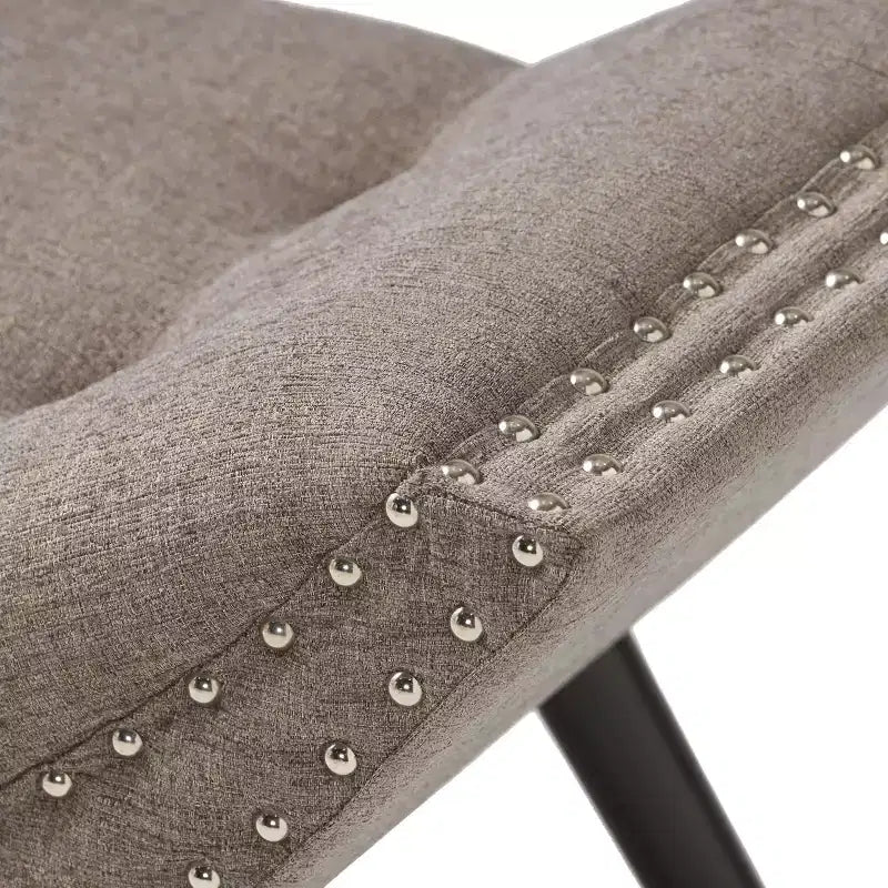 TUYOHW 35.5 Banc Ottoman Vintage Capitonnage à Boutons,Banc de Bout de Lit d'Appoint pour Chambre et Salon,Pieds en Bois de Bouleau et Clous Décoratifs,Gris