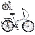 NAYSAYE 24 Inch Folding Bike For Adults With Fenders Steel Frame Single Speed City Commuter Bicycle, Light White, 63*22.83*45.6