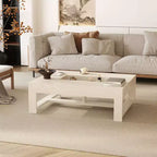 Famapy Warm Coffee Table White Wood Grain Center Table Sofa Side Table 176LBS Load-Bearing Built-In Storage Organizer Rectangle/Square Coffee Table