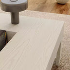 Famapy Warm Coffee Table White Wood Grain Center Table Sofa Side Table 176LBS Load-Bearing Built-In Storage Organizer Rectangle/Square Coffee Table