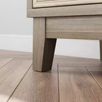 TUYOHW Buffet marron avec 4 portes, meuble d'appoint avec rangement, panneaux en bois massif, étagères réglables, console pour salle à manger, cuisine