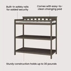 Child Craft Flat Top Infant Changing Table, Water-Resistant Pad and Safety Strap, Anti-Tip Kit Included to Prevent Tipping, Baby Safe Finish