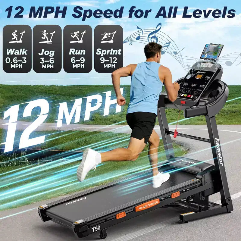 5HP Folding Treadmill  20-Level Automatic Incline, 105 Preset Programs, 0.6512 MPH, App Control for Home Gym