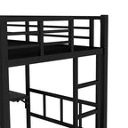 Bellemave Bunk Bed with Trundle and Built-in Wardrobe,Metal Bunk Bed Frame with Foldable Desk and Ladder, Noise-reduced design,Black