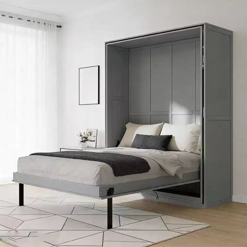 Luxystar Queen Size Murphy Bed With Rotatable Storage Shelves for Living Room and Home Office