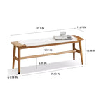 MAYEERTY Solid Oak Wood Bench with Handwoven Cane Seat - for Dining Room, Bedroom & Entryway