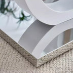 MAYEERTY Ring-Base Glass Coffee Table, Lounge Coffee Table, Natural Wood