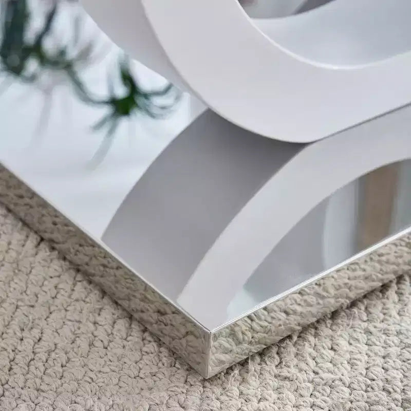 MAYEERTY Ring-Base Glass Coffee Table, Lounge Coffee Table, Natural Wood