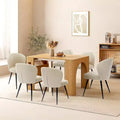 Dining Chairs Set of 6, Leather Ergonomic Upholstered Kitchen Chairs with Steel Legs, High Backrest Modern Chairs for Dining Room Kitchen, Beige