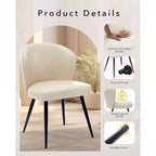Dining Chairs Set of 6, Leather Ergonomic Upholstered Kitchen Chairs with Steel Legs, High Backrest Modern Chairs for Dining Room Kitchen, Beige