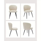 Dining Chairs Set of 6, Leather Ergonomic Upholstered Kitchen Chairs with Steel Legs, High Backrest Modern Chairs for Dining Room Kitchen, Beige
