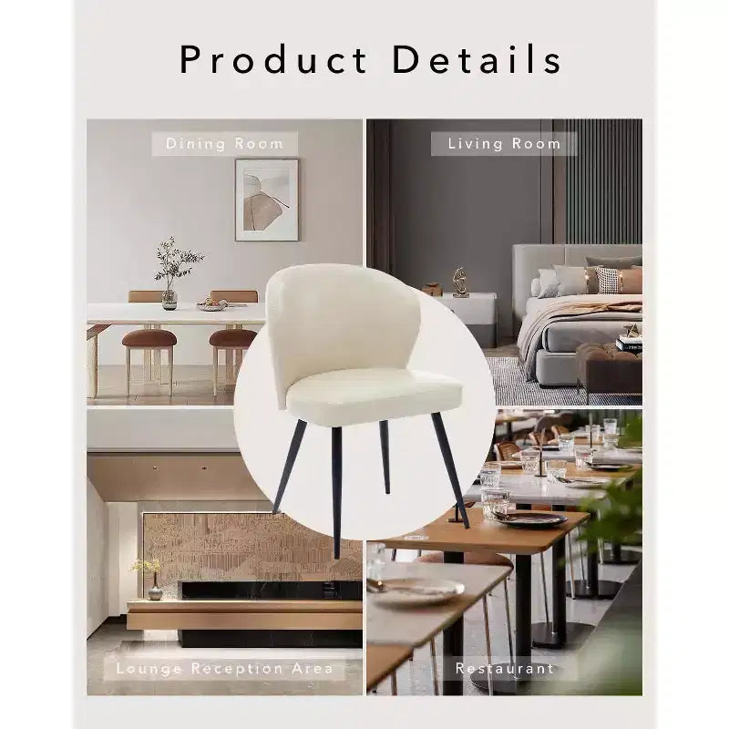 Dining Chairs Set of 6, Leather Ergonomic Upholstered Kitchen Chairs with Steel Legs, High Backrest Modern Chairs for Dining Room Kitchen, Beige