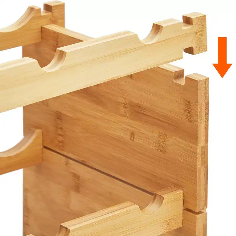 36 Bottles Stackable Modular Wine Rack, 4 Tier Wooden Wine Storage Rack, Bamboo Wine Display Shelves, Wobble-Free Wine Holder Freestanding