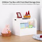 Banc de rangement pour enfants, coffre à jouets à 2 bacs et étagère combinés pour salle de jeux, chambre de bébé, chambre à coucher - Surface facile à nettoyer
