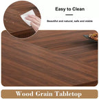 Modern Rustic Dining Set with 78 Rectangular Storage-Base Table and 4 PU Cushioned Chairs for Kitchen and Dining Room-Panipeachy