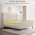 COZONY Velvet Upholstered Platform Bed, Full Size Wingback Headboard Bed with Wooden Slat Support