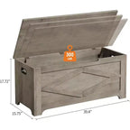 39.4 in Storage Chest, Wooden Storage Bench with Safety Hinges, Easy Assembly, Large Shoe Bench for Entryway, Living Room,Bedroom
