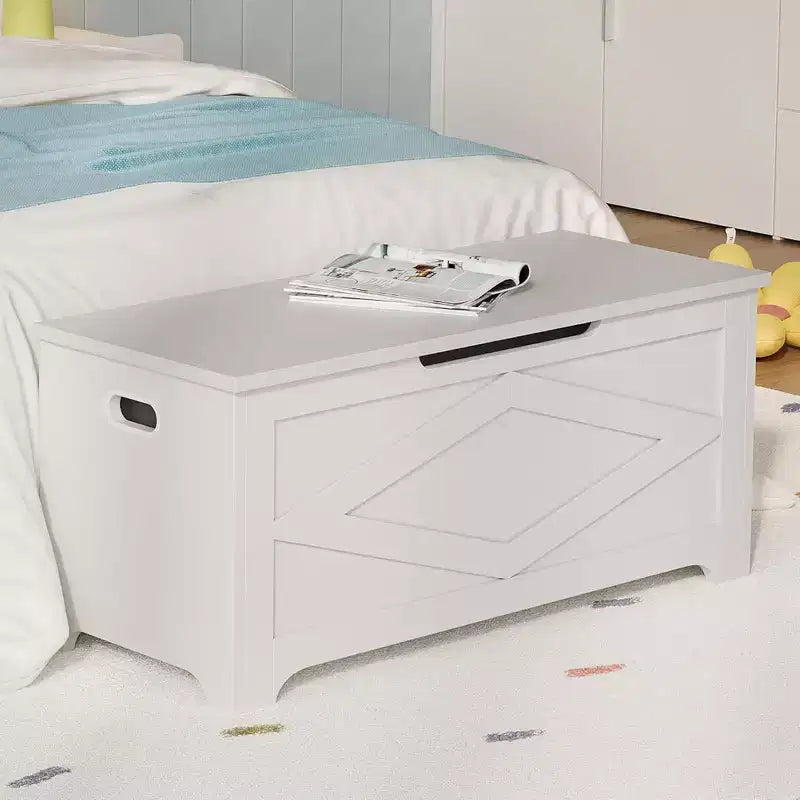 39.4 in Storage Chest, Wooden Storage Bench with Safety Hinges, Easy Assembly, Large Shoe Bench for Entryway, Living Room,Bedroom