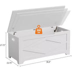 39.4 in Storage Chest, Wooden Storage Bench with Safety Hinges, Easy Assembly, Large Shoe Bench for Entryway, Living Room,Bedroom