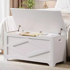 39.4 in Storage Chest, Wooden Storage Bench with Safety Hinges, Easy Assembly, Large Shoe Bench for Entryway, Living Room,Bedroom