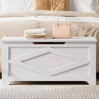 39.4 in Storage Chest, Wooden Storage Bench with Safety Hinges, Easy Assembly, Large Shoe Bench for Entryway, Living Room,Bedroom