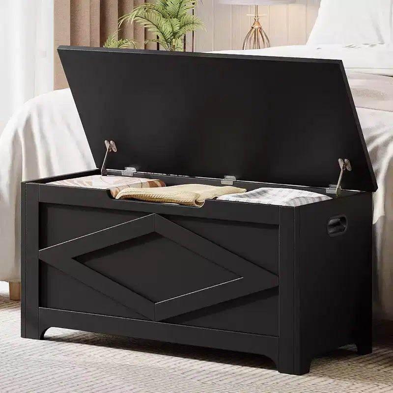 39.4 in Storage Chest, Wooden Storage Bench with Safety Hinges, Easy Assembly, Large Shoe Bench for Entryway, Living Room,Bedroom
