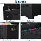 39.4 in Storage Chest, Wooden Storage Bench with Safety Hinges, Easy Assembly, Large Shoe Bench for Entryway, Living Room,Bedroom
