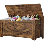 39.4 in Storage Chest, Wooden Storage Bench with Safety Hinges, Easy Assembly, Large Shoe Bench for Entryway, Living Room,Bedroom