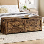 47.2 po Coffre de rangement, Banc de rangement en bois avec charnières de sécurité, Facile à monter, Grand banc à chaussures pour l'entrée, le salon, la chambre