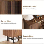 6 Tier Wooden Shoe Cabinet with Louvered Doors Freestanding Narrow Shoe Organizer Entryway Storage Rack Holds 24 Pairs Modern Home Hallway Furniture